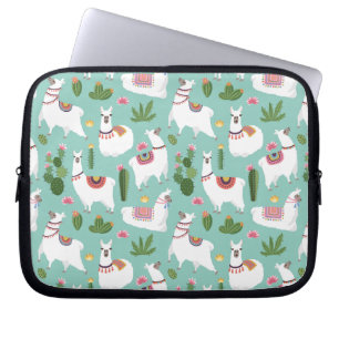 Funda Para Portátil Llamas lindas en modelo verde azulado