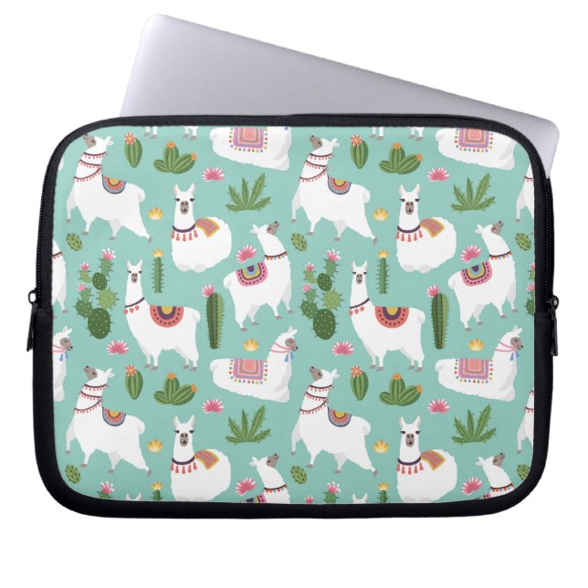 Funda Para Portátil Llamas lindas en modelo verde azulado (Frente)
