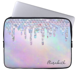 Funda Para Portátil Llamativas gotas de purpurina holográficas arcoíri