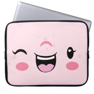 Funda Para Portátil Llanto de Kawaii Cara Rosa