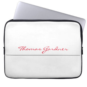 Funda Para Portátil Llanura de escritura a mano de moda roja blanca cr