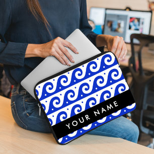 Funda Para Portátil Llave de malandrina griega, llave de ola, azul, tu