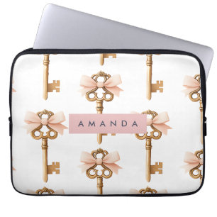Funda Para Portátil Llave Dorada con Estampado de Coqueta Personalizad