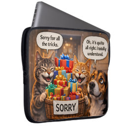 Funda Para Portátil Lo siento, gato y perro lindo caprichoso disculpa 