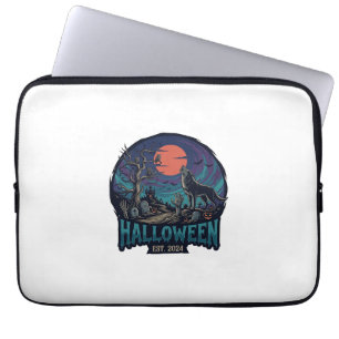 Funda Para Portátil Lobo Aullador de Halloween Mano de Zombie de Luna
