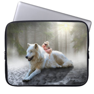 Funda Para Portátil Lobo blanco y niño