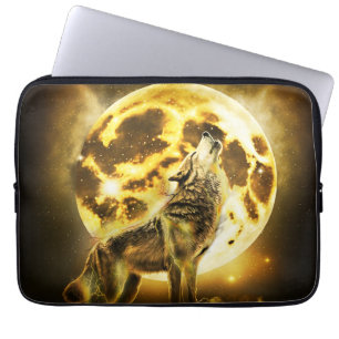 Funda Para Portátil Lobo de la luz dorada