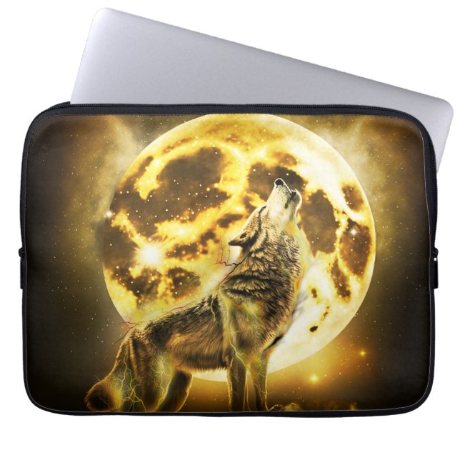 Funda Para Portátil Lobo de la luz dorada (Frente)
