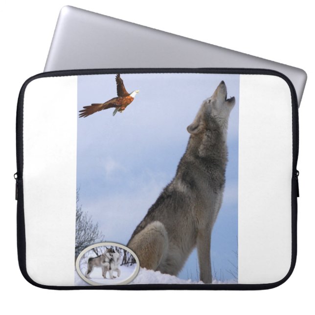 Funda Para Portátil Lobo de manga para portátiles (Frente)