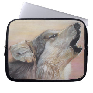 Funda Para Portátil lobo grito contra la vida salvaje del cielo atarde