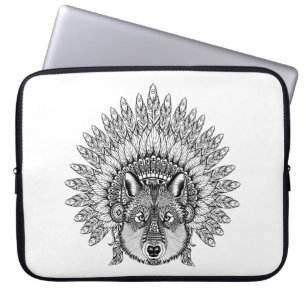 Funda Para Portátil Lobo inspirado en capo emplumado de la guerra