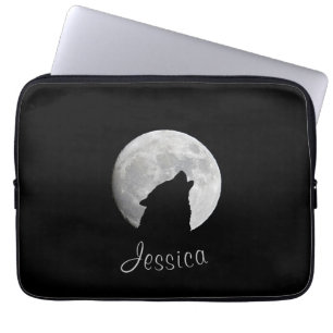 Funda Para Portátil Lobo que grita en la Luna Llena, su nombre