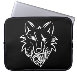 Funda Para Portátil Lobo tribal blanco y negro