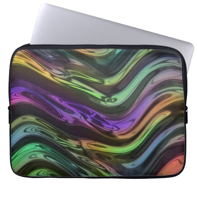 Funda Para Portátil Loco Funky Rainbow Ripple WWW Patrón de arte (Frente)