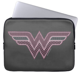 Funda Para Portátil Logo de malla negra y rosa de la mujer maravilla