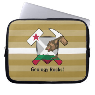 Funda Para Portátil Logo de Rock Hammer del geólogo con bandera de Cal