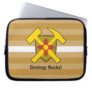 Funda Para Portátil Logo de Rock Hammer del geólogo con bandera de Nue