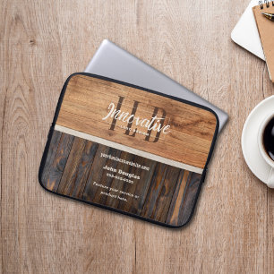 Funda Para Portátil Logotipo comercial Rustic Wood Tone