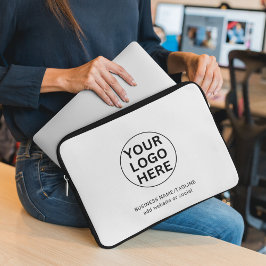 Funda Para Portátil Logotipo de negocio y texto en blanco y negro