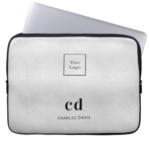 Funda Para Portátil logotipo de negocios de nombres en monograma plate