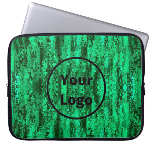 Funda Para Portátil logotipo personalizado patrón de píxeles verde y n