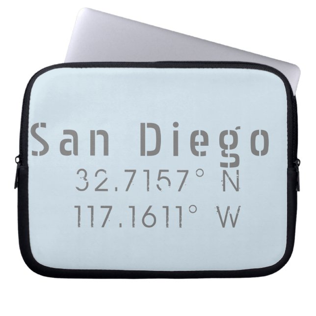 Funda Para Portátil Longitud de latitud de San Diego (Frente)