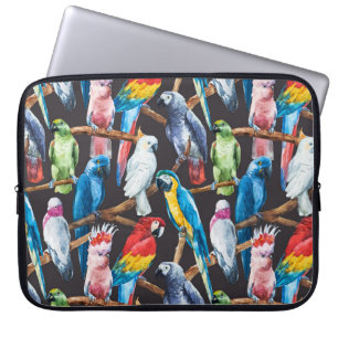 Funda Para Portátil Loro brillante: fondo de pantalla de acuarela trop