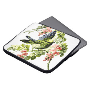 Funda Para Portátil Loro joven y encantador en árbol floreciente