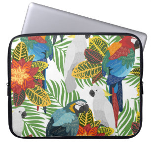 Funda Para Portátil loros tropicales, patrón inoxidable vintage.
