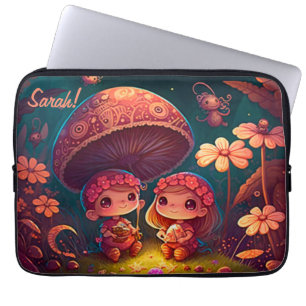 Funda Para Portátil Los adorables elfos juegan bajo hongos