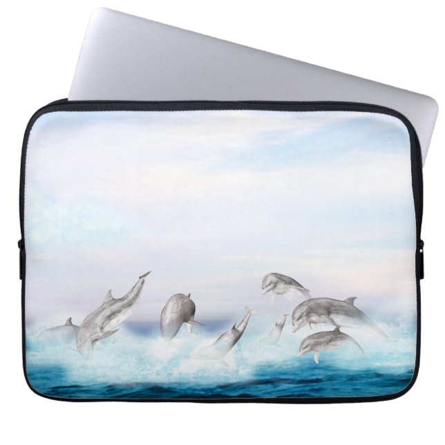 Funda Para Portátil Los delfines saltantes (Frente)