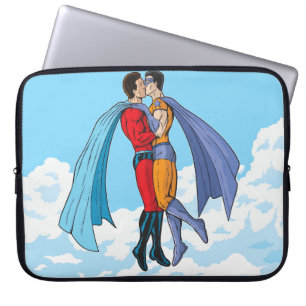 Funda Para Portátil Los dos superhéroes de Slipperyjoe besándose perso