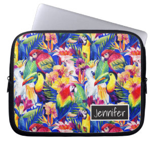 Funda Para Portátil Los loros de la acuarela el   añaden su nombre