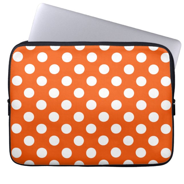 Funda Para Portátil Los puntos de la polka blanca en el naranja (Frente)