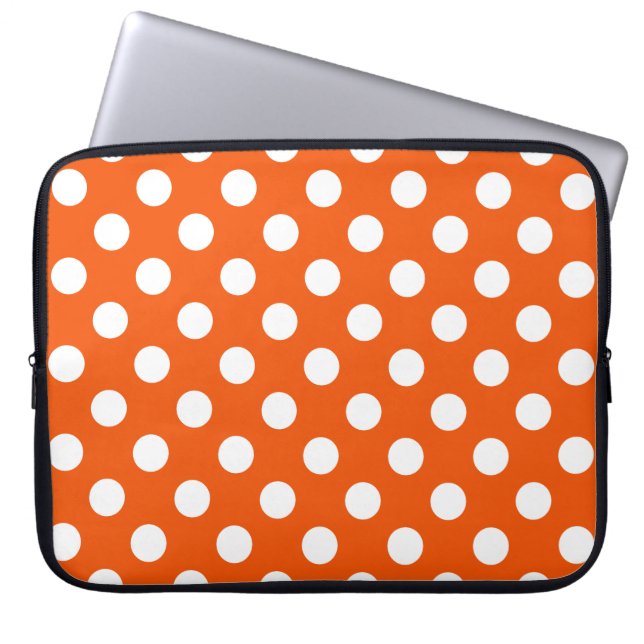 Funda Para Portátil Los puntos de la polka blanca en el naranja (Frente)