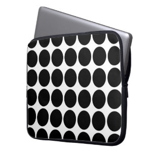 Funda Para Portátil Los puntos de la polka negra en blanco