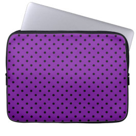Funda Para Portátil Los puntos de la Polka Negra sobre el violeta mora