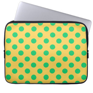 Funda Para Portátil Los puntos de polka verde sobre el amarillo