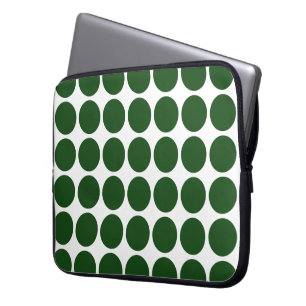 Funda Para Portátil Los puntos verdes del polka en blanco