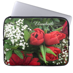 Funda Para Portátil Los tulipanes rojos elegantes personalizaron la