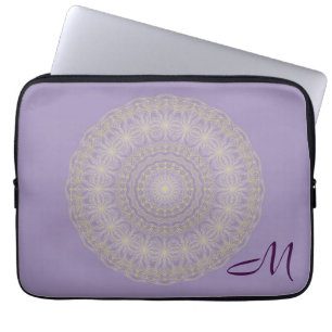 Funda Para Portátil Lotus Mandala en Lilac y Oro - Manga para portátil