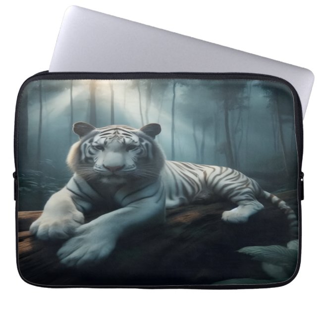 Funda Para Portátil Lounging White Tiger Laptop Sleeve (Frente)
