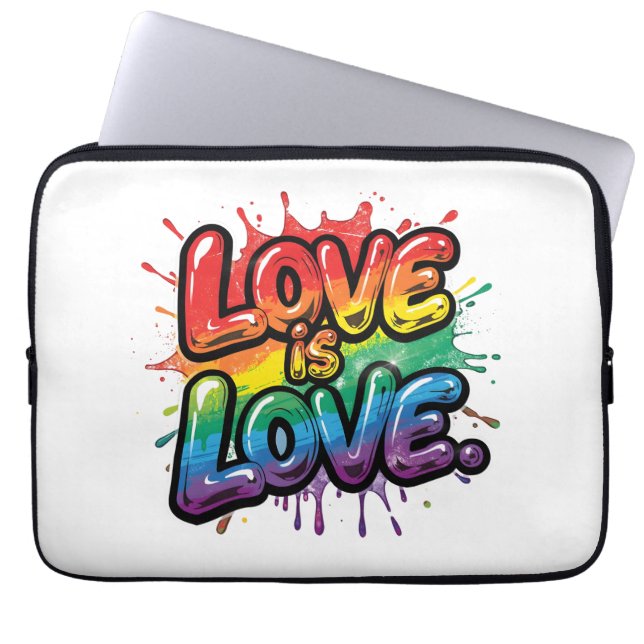 Funda Para Portátil Love Is Love - Rainbow Pride Quote Art  (Frente)