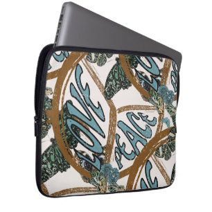 Funda Para Portátil Love Peace Butterflies Vintage Summer Hippie