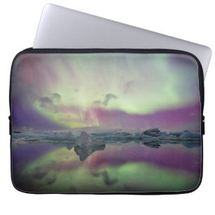 Funda Para Portátil Luces de Aurora reflejan laguna Islandia