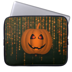 Funda Para Portátil Luces de cuerda de bokeh de calabaza brillante