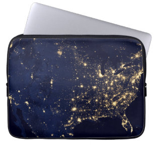 Funda Para Portátil Luces De La Ciudad De Estados Unidos De Noche.