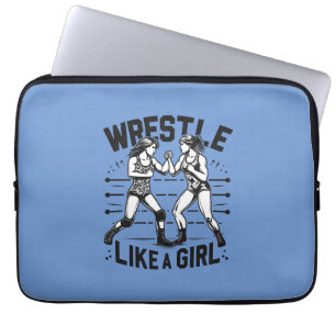 Funda Para Portátil Lucha Como Una Chica, Una Dama De Combate, Un Pode