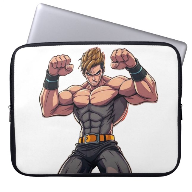 Funda Para Portátil Luchador de Anime (Frente)