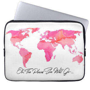 Funda Para Portátil Lugares a los que irá citando Mapa del mundo de la